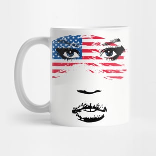 USA Patriot Woman Independence Face July 4th Flag Mug